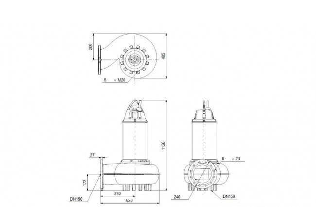 nasos kanalizatsionnyy se1 95 150 220 4 52h h q ex 51d 2